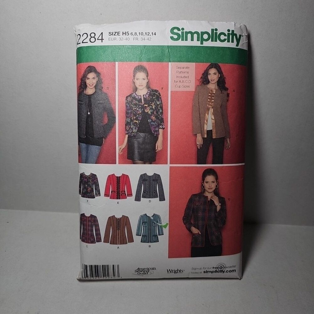 Simplicity 2284 pattern: Misses Jackets 6 Styles Misses Size 16-24 See Pics